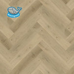 licht beige eiken vloer met visgraat patroon en subtiele houtstructuur