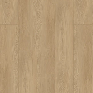 licht beige eiken vloer met subtiele houtnerfstructuur en lange smalle planken in een recht gelegd patroon