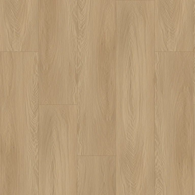 licht beige eiken vloer met subtiele houtnerfstructuur en lange smalle planken in een recht gelegd patroon