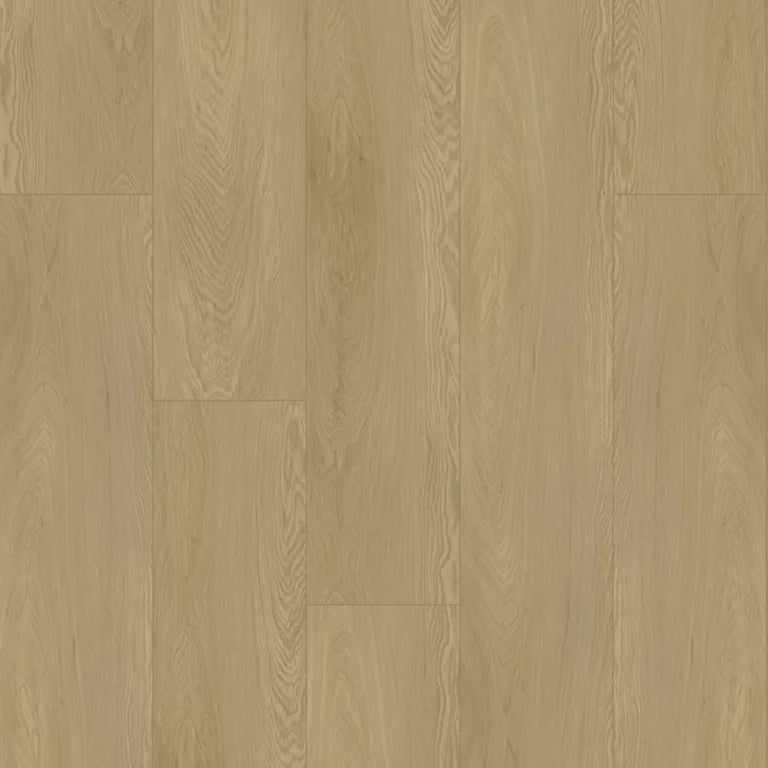 licht beige eiken vloer met brede planken en subtiele houtstructuur in langwerpig patroon