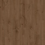 Donker bruin eiken vloer met natuurlijke houtstructuur en zichtbare knoesten in brede planken zonder patroon.