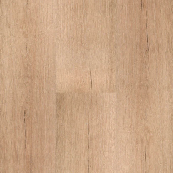 lichte beige eiken vloer met een subtiele houtnerfstructuur en enkele donkere noesten en strepen