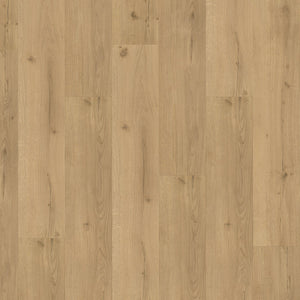 licht beige eiken vloer met rechte brede planken en subtiele houtnerfstructuur, natuurlijke houtkleur met knoesten en fijne vezelpatronen