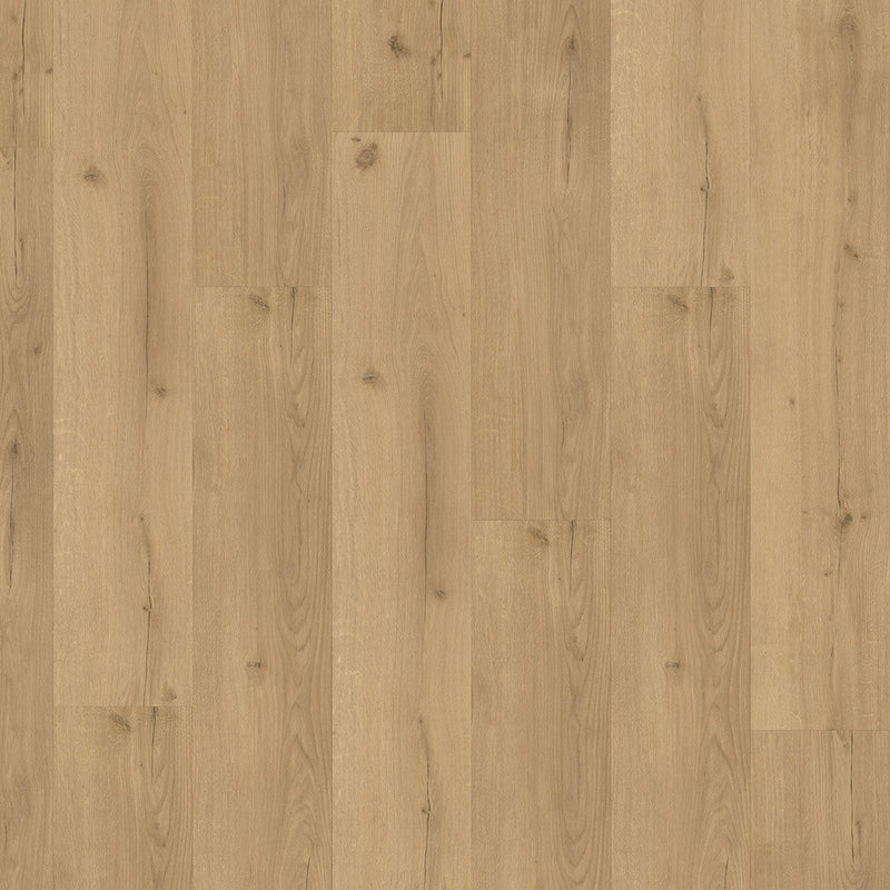 licht beige eiken vloer met rechte brede planken en subtiele houtnerfstructuur, natuurlijke houtkleur met knoesten en fijne vezelpatronen