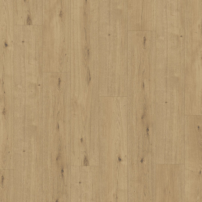 licht beige eiken vloer met rechte planken en subtiele noesten, fijne houtstructuur zichtbaar in het oppervlak