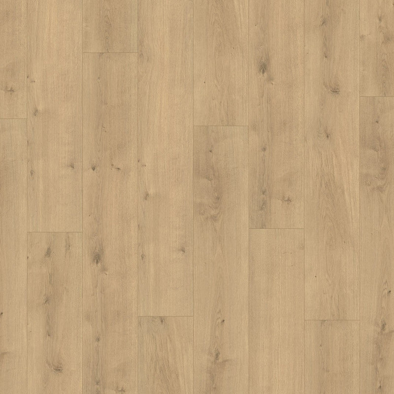 licht beige eiken vloer met rechte planken en subtiele houtnerven en knoesten, fijne natuurlijke houtstructuur zichtbaar