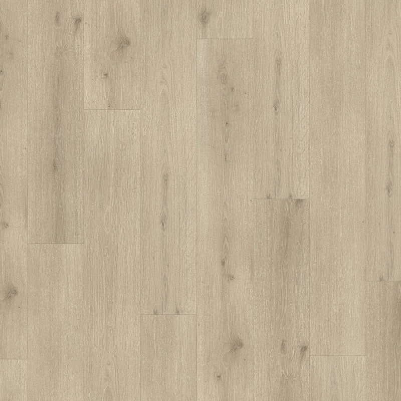 licht beige eiken vloer met subtiele houtnerfstructuur en zichtbare noesten, planken in standaard breedte zonder opvallend patroon