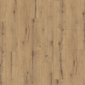 licht beige eiken vloer met lange planken en fijne houtstructuur met zichtbare noesten en subtiele zwartbruine lijnen in het houtpatroon