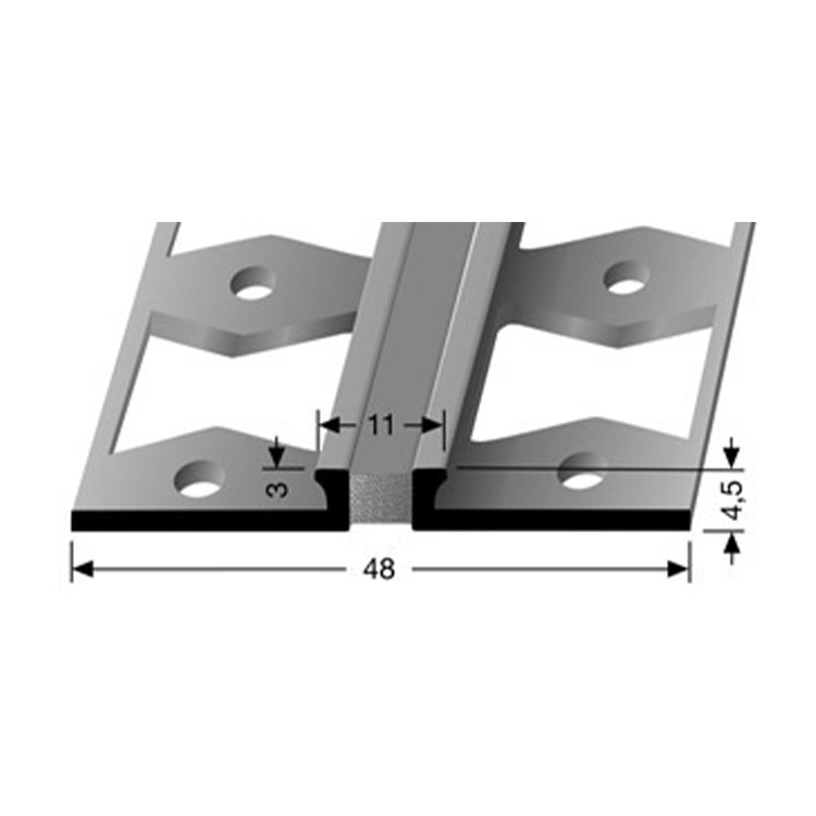 Profiel 301 S10, 250CM, zilver, zwarte inleg, aan zijde voorgeboord, BxH: 48x4, 5mm, F4, 2193011344